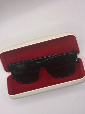 Alexander McQueen 19-150 Black Sunglasses with White Case and Red Interior